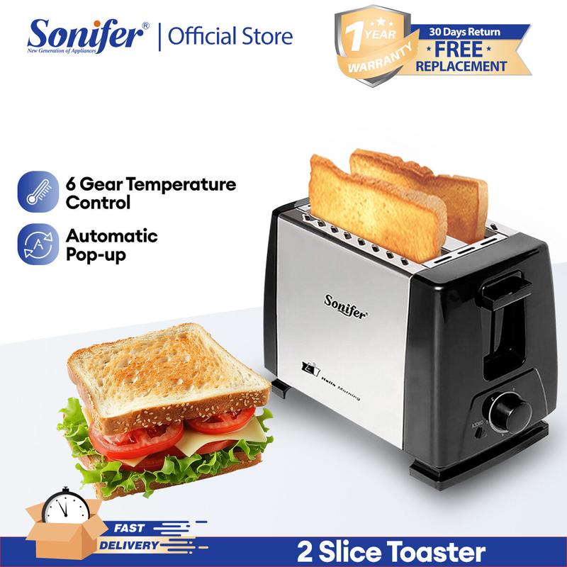 Sonifer home kitchen bread toaster 2 slice Extra-Wide Slot Toaster electric breakfast machine White