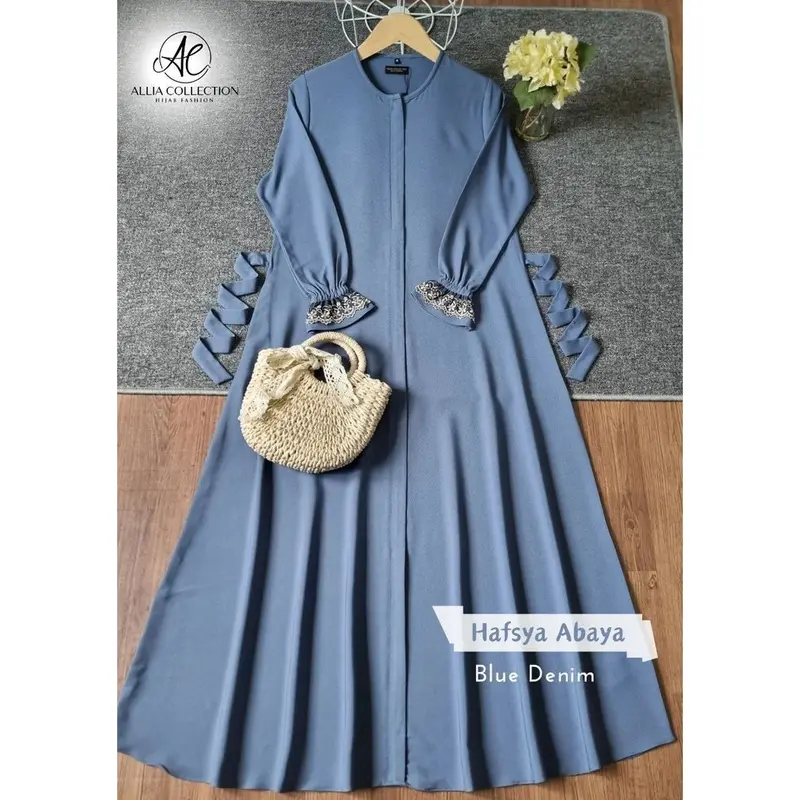 Hafsya Dress by Allia Collection | resleting depan Gamis Zipper Mewah 5