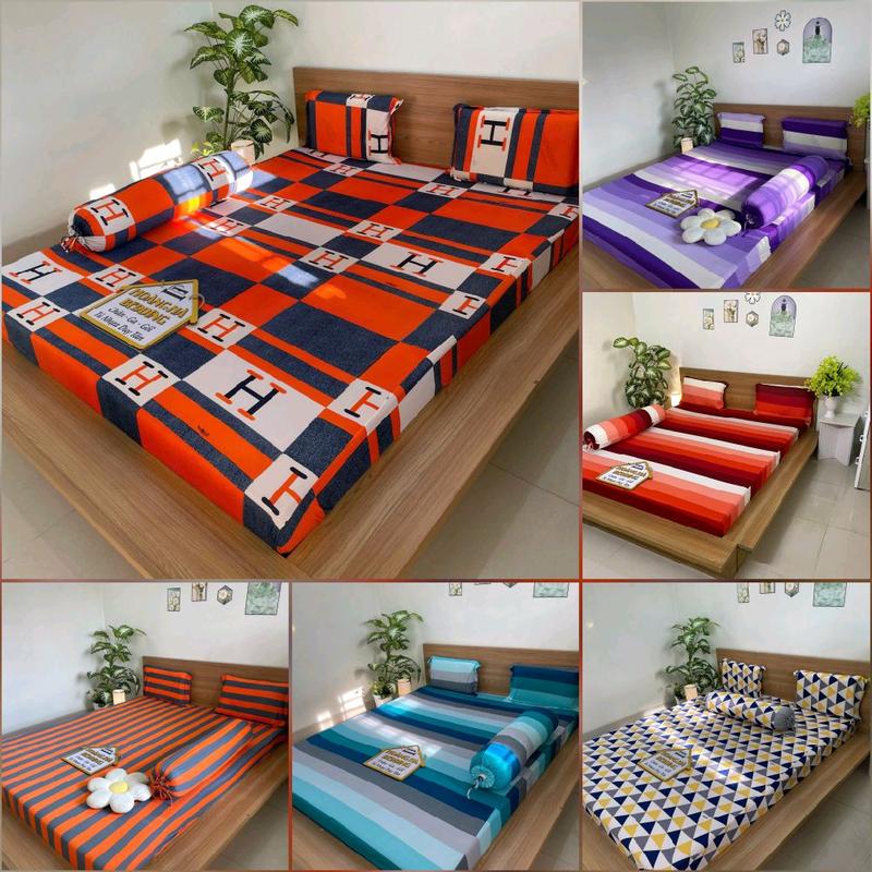 Bộ ga SỌC, KẺ /4 món thun lạnh hàn quốc (1 ga, 2 vỏ 40*60cm, 1 vỏ ôm 35*100cm)