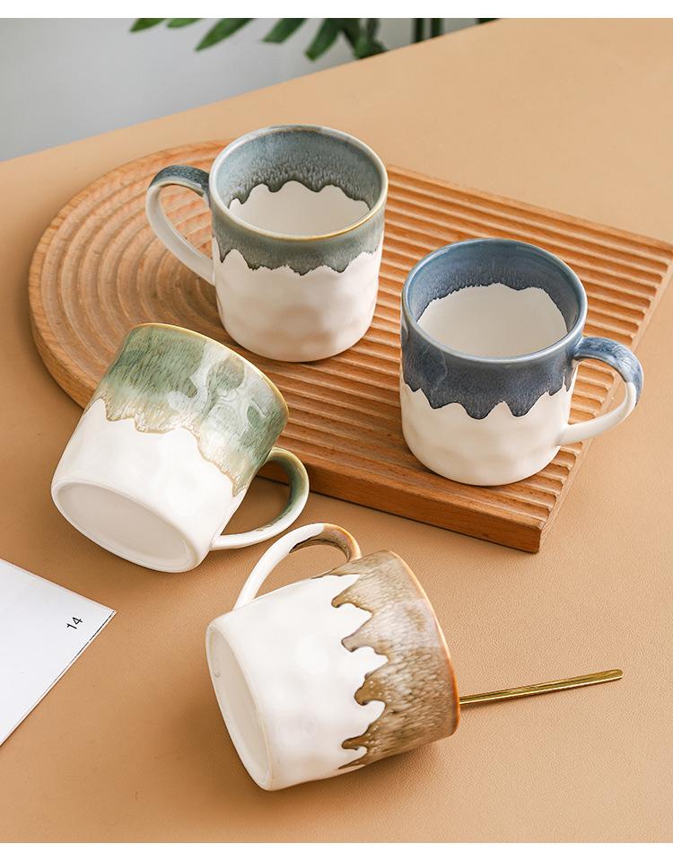 Product Introduction of Ceramic kiln mug High appearance level Household water cup Breakfast cup ins large capacity office afternoon teacup with hand gift drinkware reusable washable andwear-resistant 11