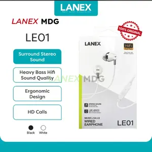 Lanex Earphone Le01 hitam dan putih