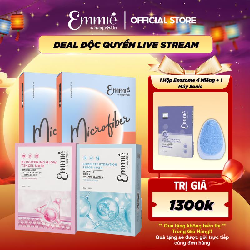 [ ĐỘC QUYỀN ] Combo 2 Hộp Mặt Nạ Emmié Microfiber Mask 28gx10x2 + 1 Hộp 10 Mặt nạ vải Sinh học Tencel Xanh 25g +  1 Hộp 10 Mặt nạ vải Sinh học Tencel Hồng 25g