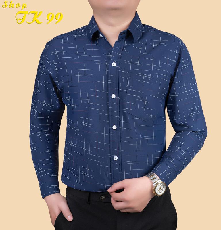 Áo sơ mi nam dài tay C22D có túi lụa hàn chống nhăn Cổ Tròn Trung Niên