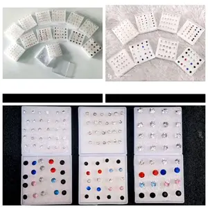 Grosir/Giwang, Anting Tindik Pelastik Permata Harga Untuk 1 Box