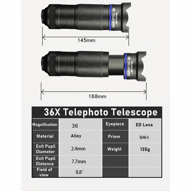 Lensa Apexel 36X Lensa Tele Zoom HP Lensa Apexel 36x Original Telezoom Universal Bermata HD Ponsel Camera Optik Dengan Tripod 8