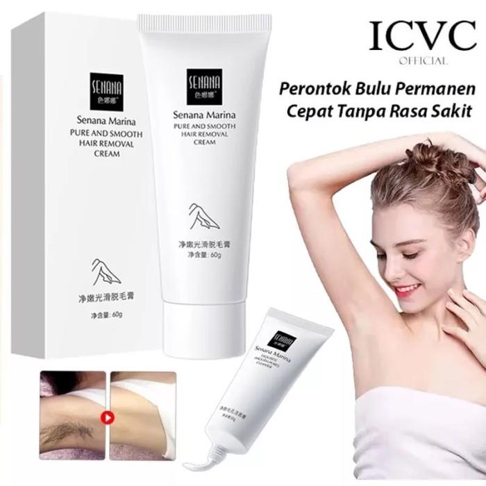 Krim Penghilang Bulu Senana Marina untuk Ketiak, Kaki, dan Kemaluan - Kering, Muka Perontok Removal tanpa Wax / Waxing 3