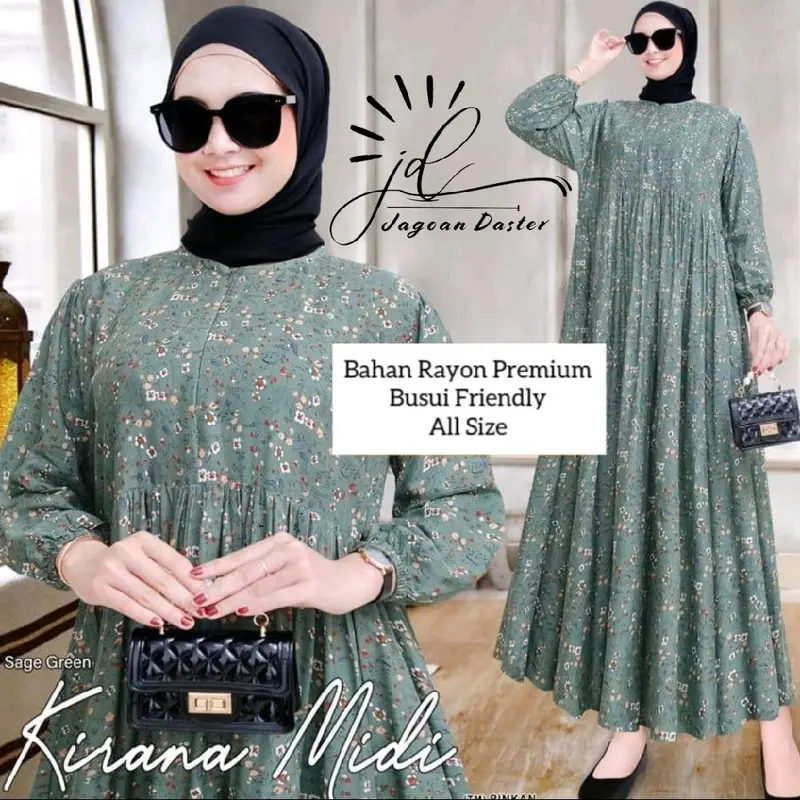 Midi Dres rayon motif Kirana jumbo busui friendly 2