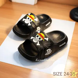 Sandal Anak selop anak Laki-laki Model Sandal dengan karakter One piecee Fashion Remaja