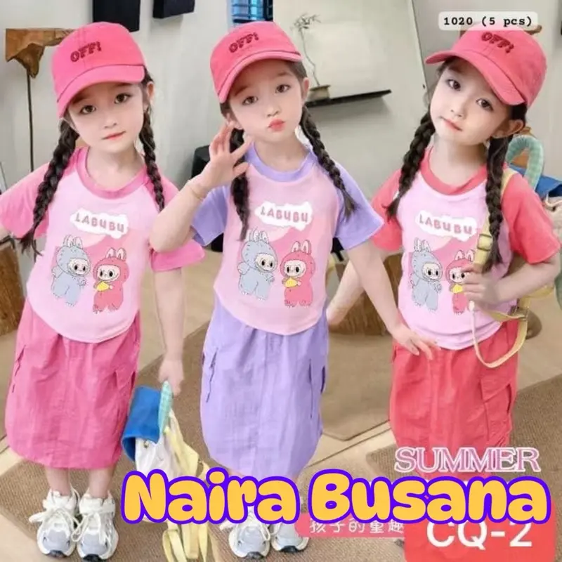 Setelan Labubu Rok & Hotpant //  Set Kuromi Bonus Tas // Set Celana Cargo Anak Perempuan Fashion 6