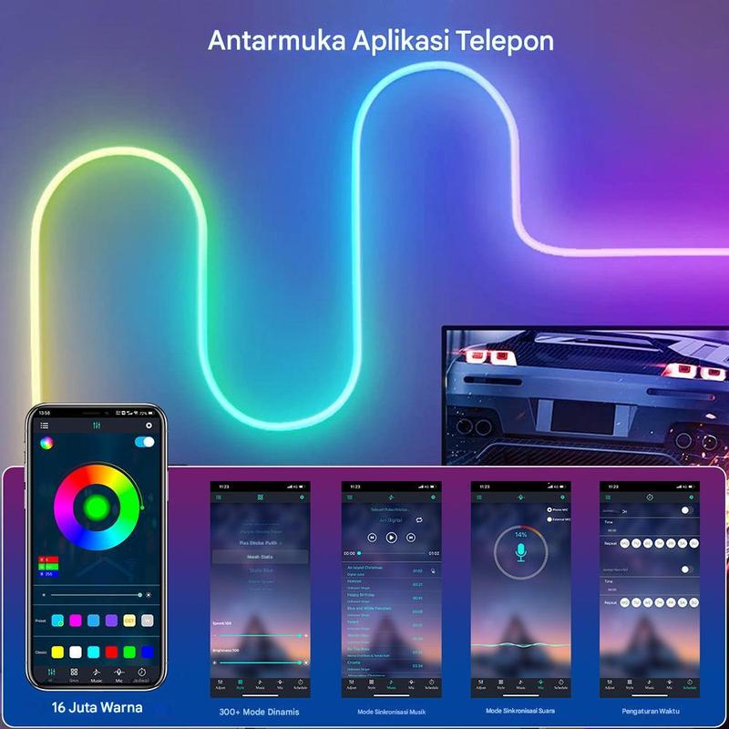 Lampu Neon Flex Running RGB 3 Meter Remote Led Strip Bluetooth USB Kamar Tidur Hias lampu  running aesthetic 7