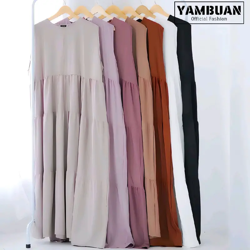 Dress Singlet Jumbo Model Rempel / Iner Gamis Rayon Polos Tanpa Lengan Fit Kain 6