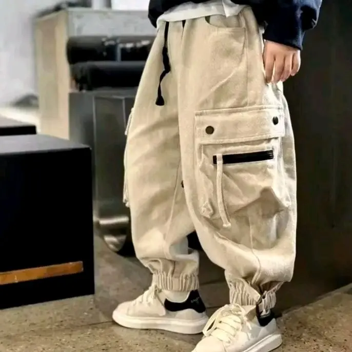 Celana cargo anak laki-laki celana panjang anak laki-laki tebal musim dingin  celana anak vintage korean style fashion anak kekinian