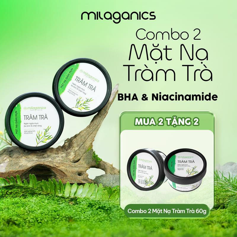 [MUA 2 HŨ TẶNG 2 - DEAL SỐC] Mặt Nạ Đất Sét Tràm Trà BHA MILAGANICS Chăm Sóc Da Mụn Niacinamide Sáng Đều Màu Da Giảm Tiết Dầu - Mask Đất Sét Thu Nhỏ Lỗ Chân Lông - Mặt Nạ Dưỡng Trắng Da Sáng Tươi Trẻ Skincare Làm Đẹp Da Cosmetics