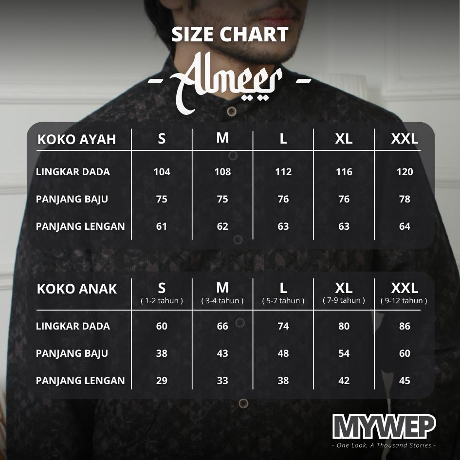 MYWEP Almeer Koko Couple Ayah dan Anak Lengan Panjang Edisi Baju Muslim Dewasa Lebaran 2026 Mewah, Elegan & Eksklusif