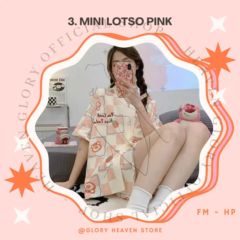 Glory JUMBO Baju Tidur Wanita Lengan Pendek Celana Pendek Panjang | Piyama Pajama Import | Piyama Wanita Set | Piyama Full Kancing Lembut | Piyama Korea | Piyama Dewasa | Piyama Busui 4