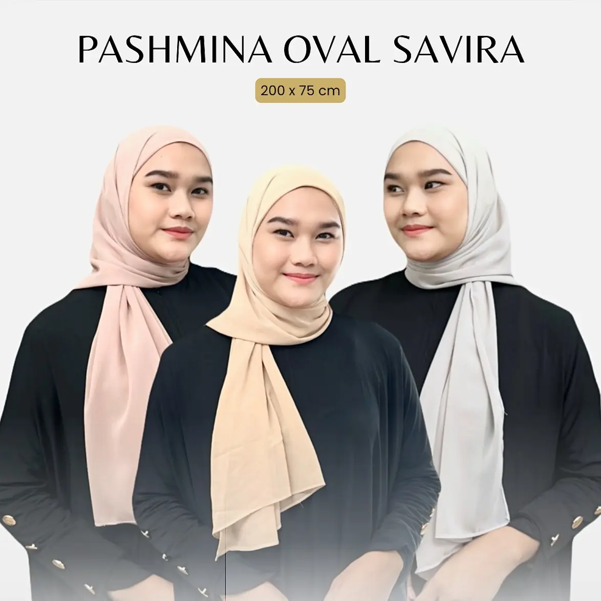 SAVIN BY DESMIRA - Hijab Pashmina Oval Savira Ceruty Baby Doll Premium 200 x 75cm