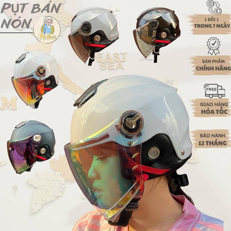 [TẶNG KÈM ỐNG TAY] Mũ Nón Bảo Hiểm Nửa Đầu 1/2 NAPOLI N011 Có Kính Gắn Ốp Da Dài Tháo Lắp Cao Cấp Nhẹ [CHÍNH HÃNG]