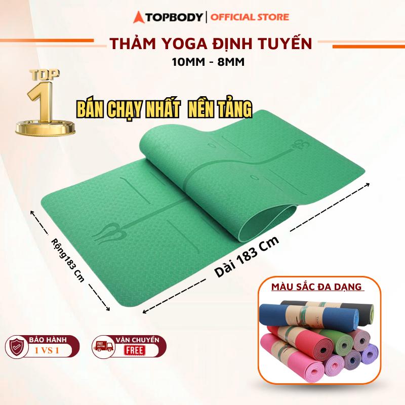 Thảm Tập Yoga Sport Tại Nhà 2 Lớp Định Tuyến Cao Cấp Dày 6-8-10mm Cao Su Gym Tập Gym TOPBODY