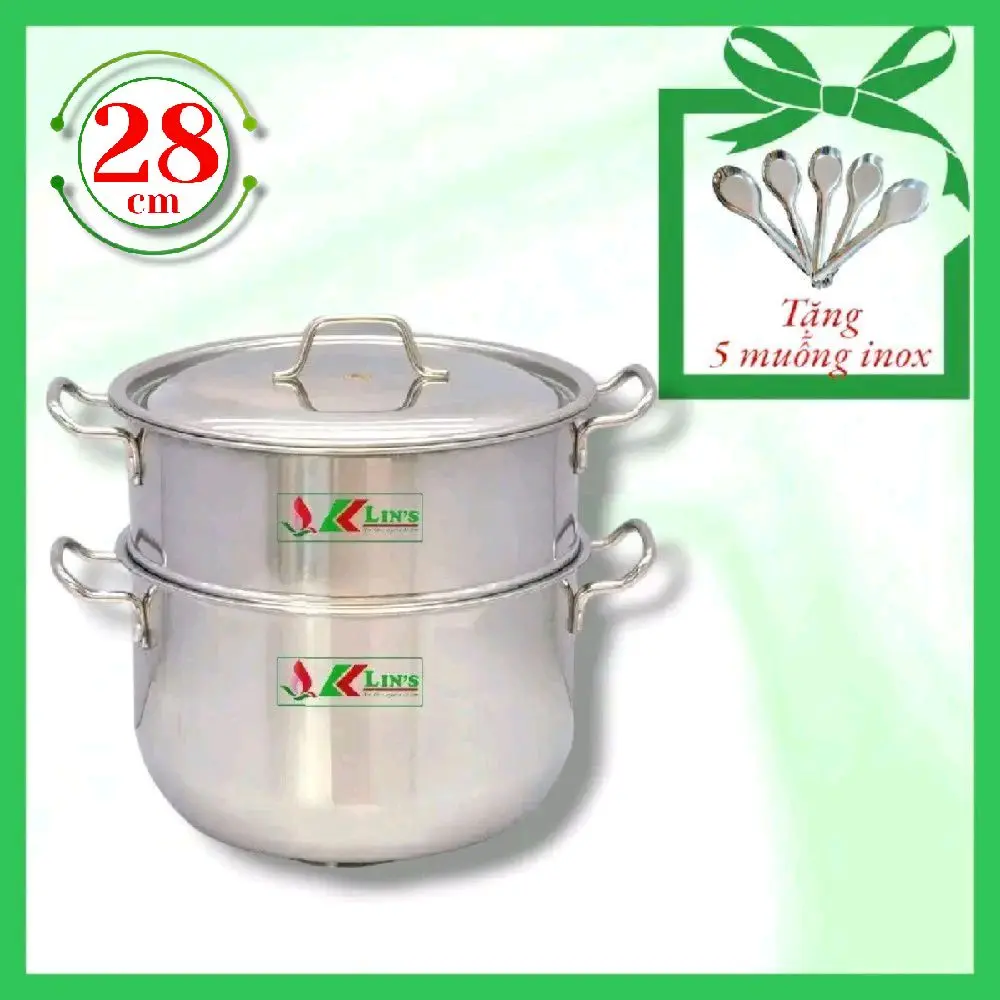 BỘ NỒI XỬNG INOX KLINS 1 ĐÁY 28CM (NẮP INOX)
