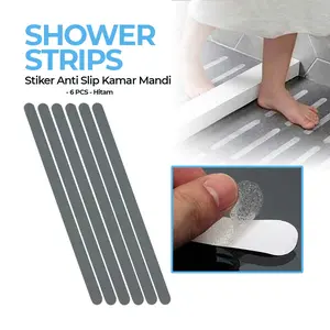 Stiker Anti Slip Lantai Kamar Mandi Shower Strips 20x380mm 6Pcs Transparan
