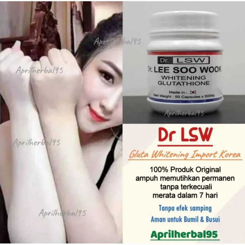 DR LSW WHITENING GLUTATHIONE ORIGINAL KOREA Obat Pemutih Kulit Badan 50 Kapsul