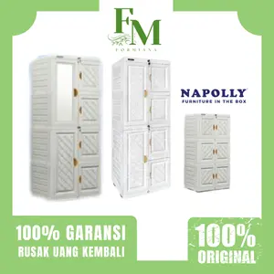 LEMARI BAJU Plastik NAPOLLY Mini Cabinet MCAB 46 ION / MCAB-36 / MCAB-46C / LEMARI + CERMIN Putih - FM