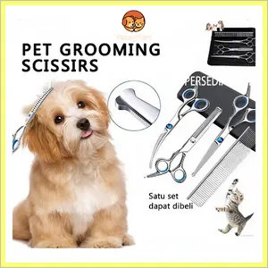 Pawsy Mart-Perlengkapan Gunting Grooming Rambut Bulu Kuku Anjing Kucing Pet Scissors Set Baja Tahan Karat 4CR13 Multifungsi Ukuran 6 Inci Ideal untuk Perawatan Hewan Peliharaan