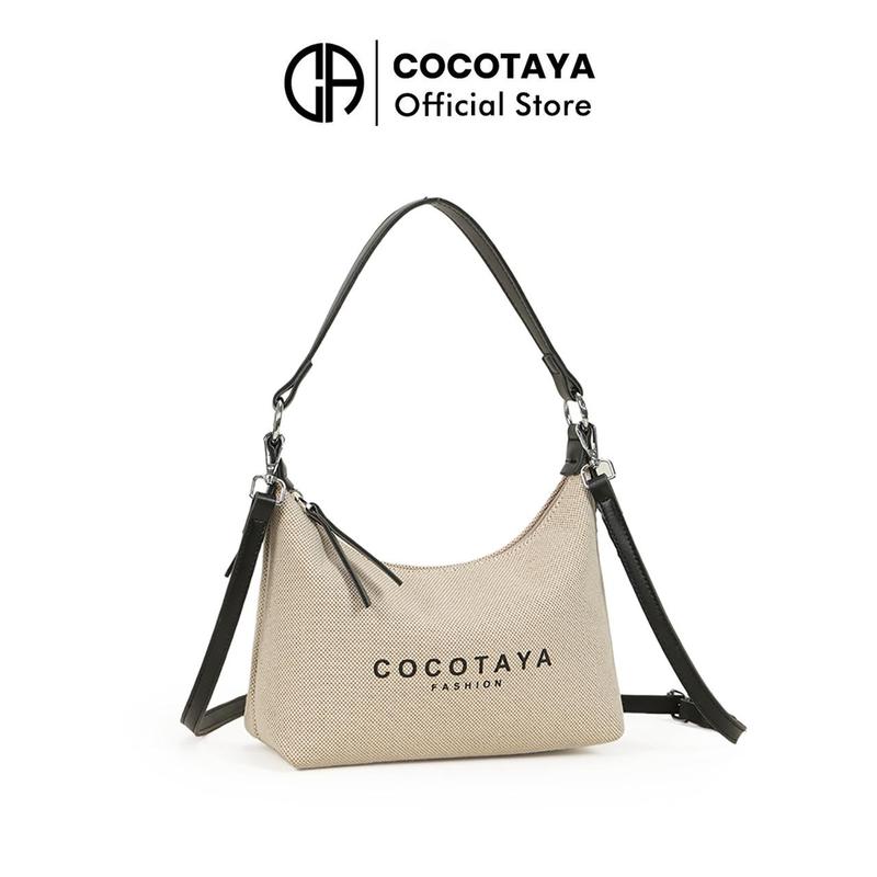 COCOTAYA Hoboo Bag Túi Đeo Vai, Chất Liệu Vải Bố In Và Nhuộm Chữ, Nối Dây Đeo Vai PU, Thời Trang, Túi Đeo Chéo Thường Ngày Và Tinh Tế, Túi Xách Bag