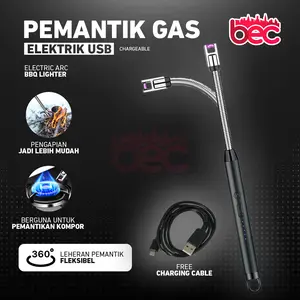 【BEC】Pemantik Korek Api Portable Elektric Pemantik Pematik Korek Torch Api BBQ Elektrik 360 Windproof Pulse Lighter USB Charge
