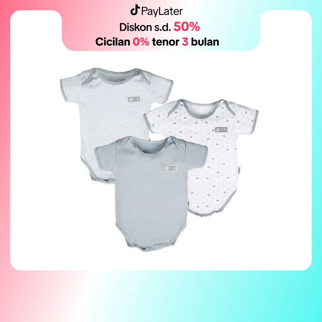FLUFFY Jumper Pendek Bayi Abu  (Isi 3Pcs) JUMP ABU SML