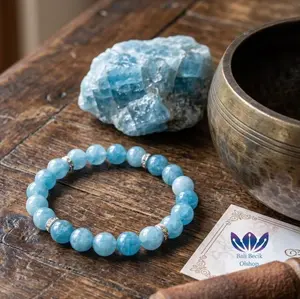 Gelang Batu Natural Aquamarine Swarovsky
