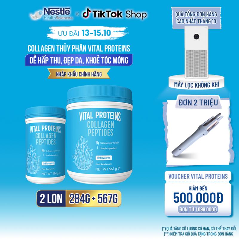 Combo Collagen Thủy Phân Dạng Bột NESTLÉ VITAL PROTEINS Xuất Xứ Mỹ Hỗ Trợ Làm Dẹp Da,Cải Thiện Sức Khỏe Tóc,Móng 567G & 284G