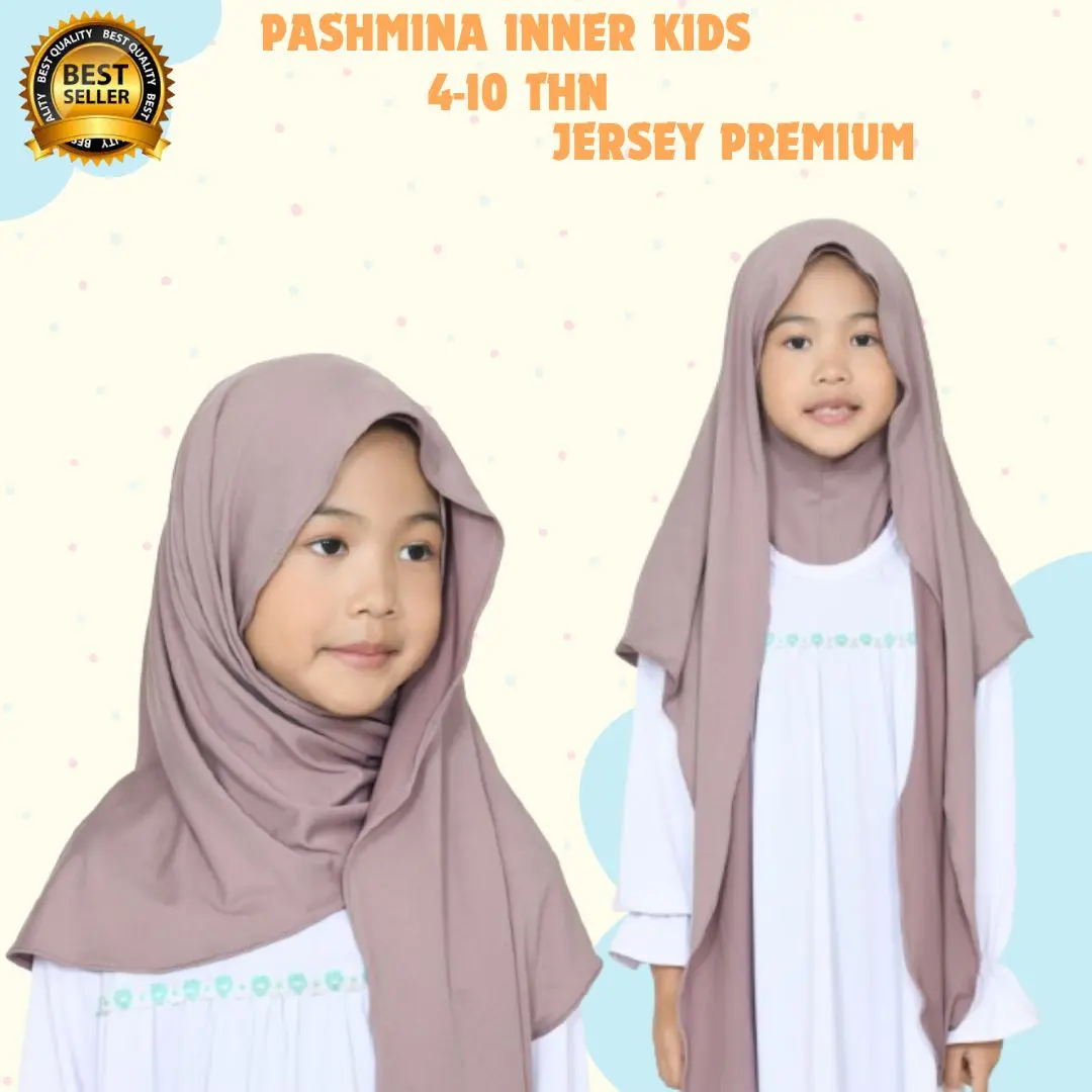 Jilbab Hijab Pashmina Instan inner Leher anak Jersey premium Usia 4-10 Tahun Kerudung anak perempuan