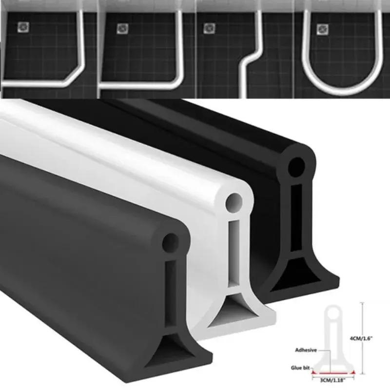 Dải Giữ Nước Bằng Silicon, Rào Chắn Nước, Tự Dính, Có Thể Uốn Cong, Ngăn Chặn Tách Khô Và Ướt, Dẻo, Thích Hợp Cho Phòng Tắm, Phòng Tắm, Nhà Bếp Và Nhà Vệ Sinh, Ngăn Chặn Nước 1