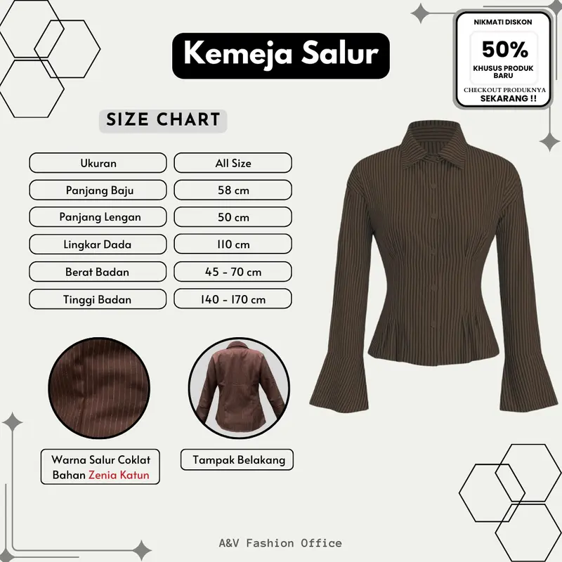 ( TERBARU!! ) Setelan Wanita Kemeja Salur fit Body, Celana Cutbray Hitam, dan Tas Bahu Kece| SET 073 5