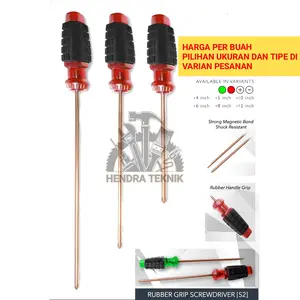 OBENG BAJA S2 Obeng gagang karet +/- 4" 5" 6" 8" 10" 12" obeng minus / plus 100mm 125mm 150mm 200mm 250mm 300mm obeng mekanik bengkel 10cm 12cm 15cm 20cm 25cm 30cm ke2