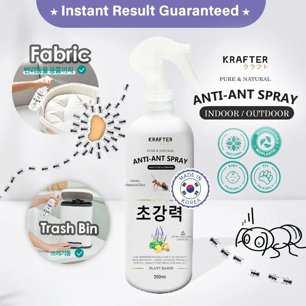 Krafter - Natural Anti-Ant Spray 350ml l Ants Off- Repellent Spray l Instant Kill Highly Effective l Eliminate and Repel ants