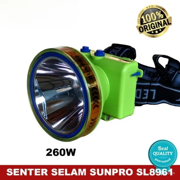 Senter Kepala Diving Super Terang Cahaya Putih Sunpro S-8961 Super Bright Baterai 4000Mah Tahan Hingga 12 Jam Free Kacamata Renang 4