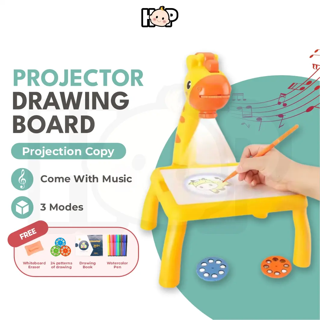 【NEW】Giraffe Projector Kids Drawing Board Table with Music Educational Toys for kids Learning Toys for Kids Painting