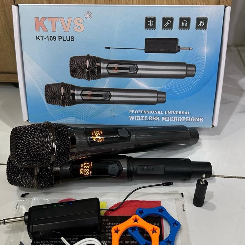 Micro không dây KTVS 109plus đa năng chất lượng cao, dùng pin sạc có chỉnh âm lượng trên tay mic