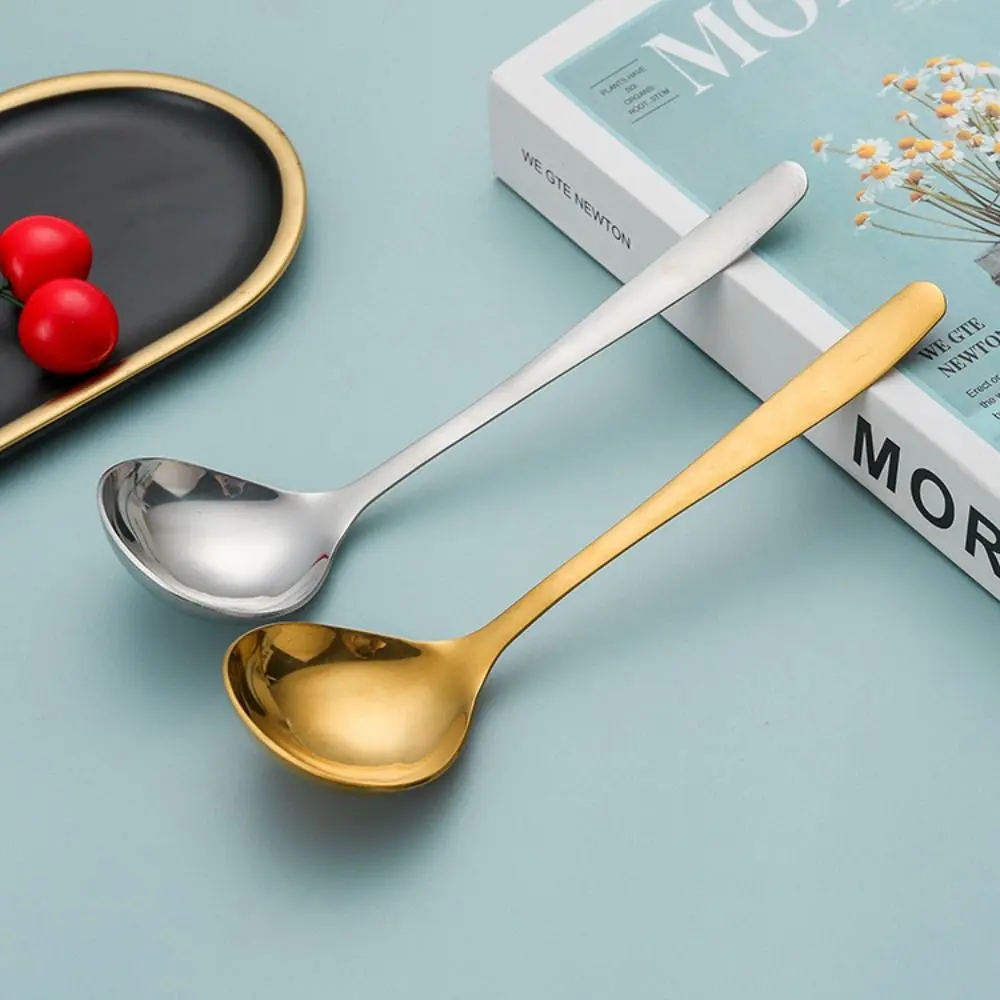 Thickening Soup Spoons New Long Handle Kitchen Accessories Stirring Spoons Stainless Steel Tableware for Household ,