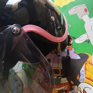 Helm Bogo Hijab Wanita List Pink Helm YRH Full Leher Flat Visor Motorcyle SNI Motorcycle