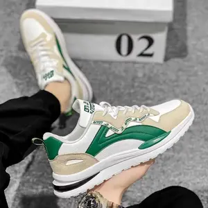 Sepatu Sneakers Pria Casual Sporty Modern Kasual Sepatu Running Olahraga Hitam Putih PU Leather Suede Mesh Anti-Slip