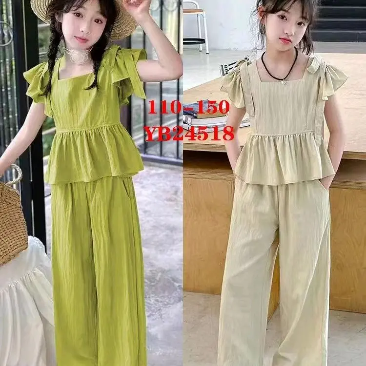 4-8 Th Setelan anak perempuan tali pita bahu cotton 1