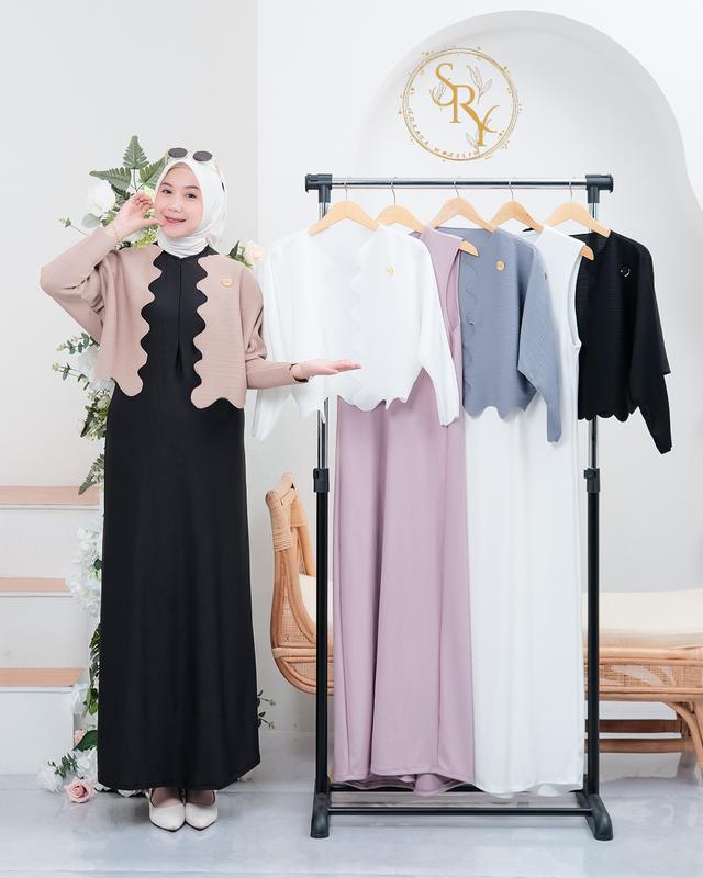 Soraya Moeslim Cardi Azura Mix Inner Premium Dress mewah Wanita Dewasa Remaja Pesta Lebaran Cardigan Muslim waffle Santai Kardigan Outer Panjang Casual Kondangan Baju 1