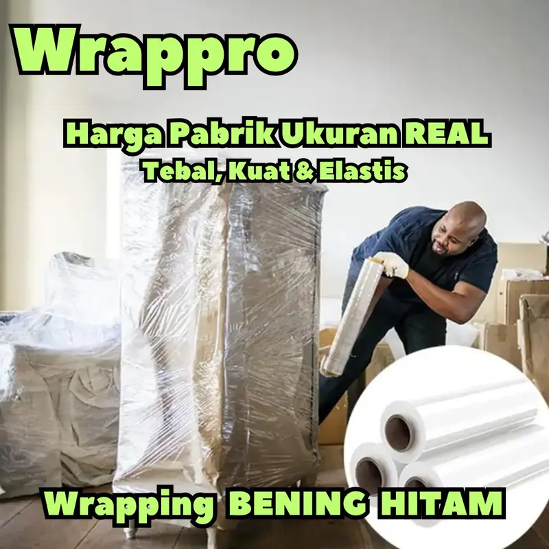 Plastik Wrapping Barang BENING HITAM 30cm x 250m x 17micron / Stretch Film Roll Transparan 4