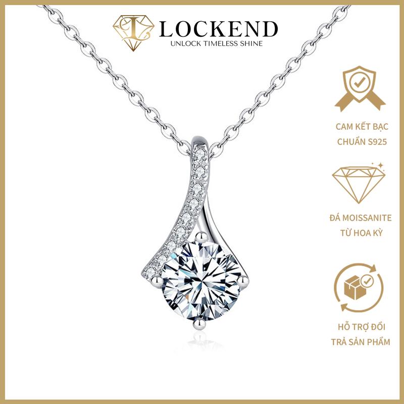   Lockend  Dây chuyền nữ hình giọt đá bạc 925 đính đá Moissanite 1 carat màu D có chứng chỉ GRA sang trọng thanh lịch 