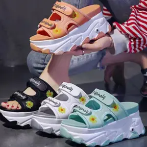 mdaffstore - Sendal Wedges Selop Anak Wanita Motif Bunga