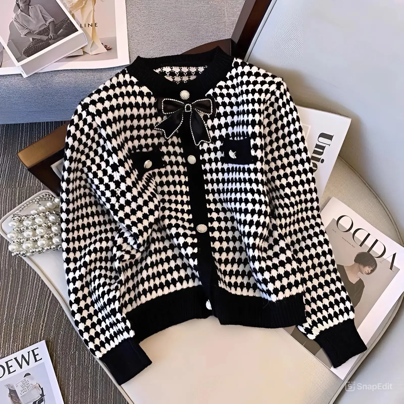 Cardigan Knit Wanita Korean Style Premium Sweater Rajut Baju Atasan Lengan Panjang Kancing Mutiara