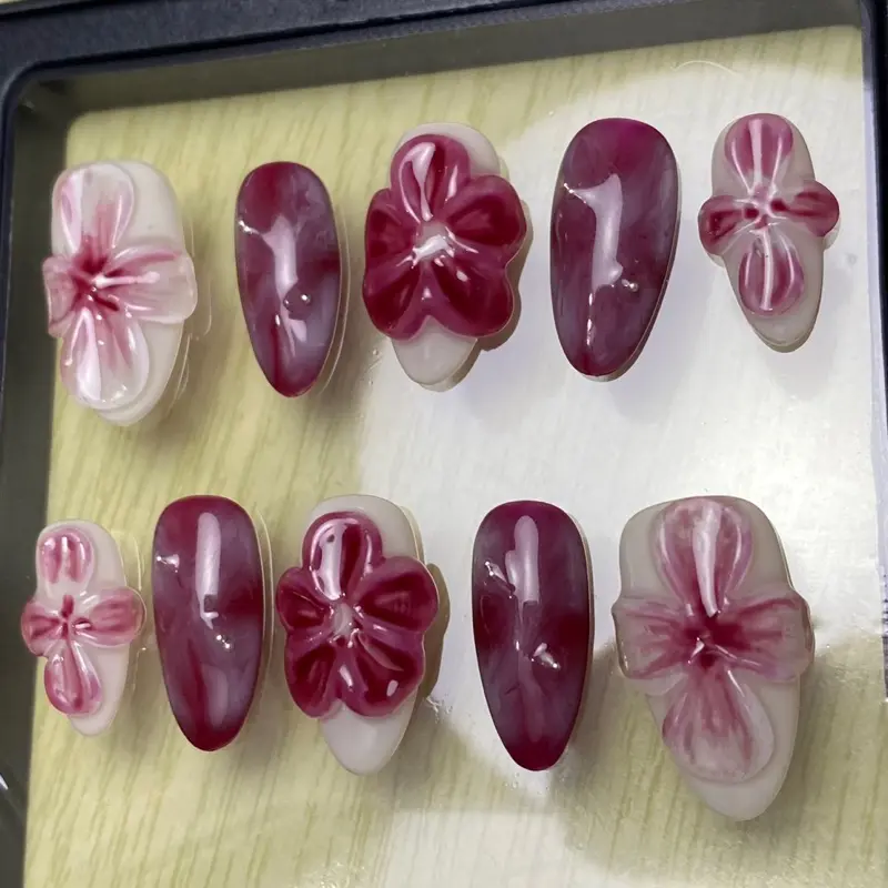 Pixie Dust 3D flower Press on Nails premium 0